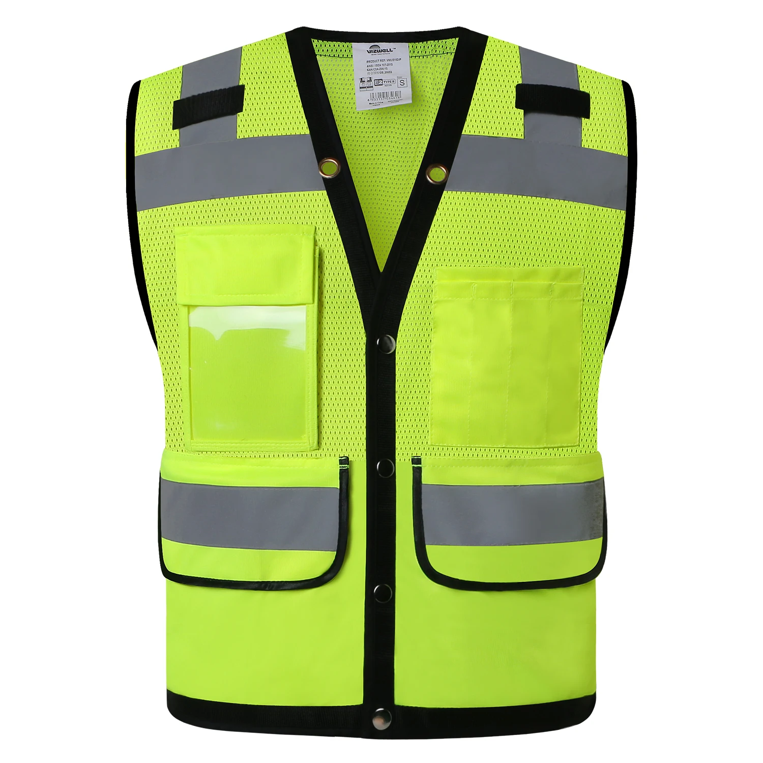 Мрежест жилетка за безопасност Hi Vis, Отразяваща Защитна жилетка, яке в жълто, работно облекло с висока видимост0