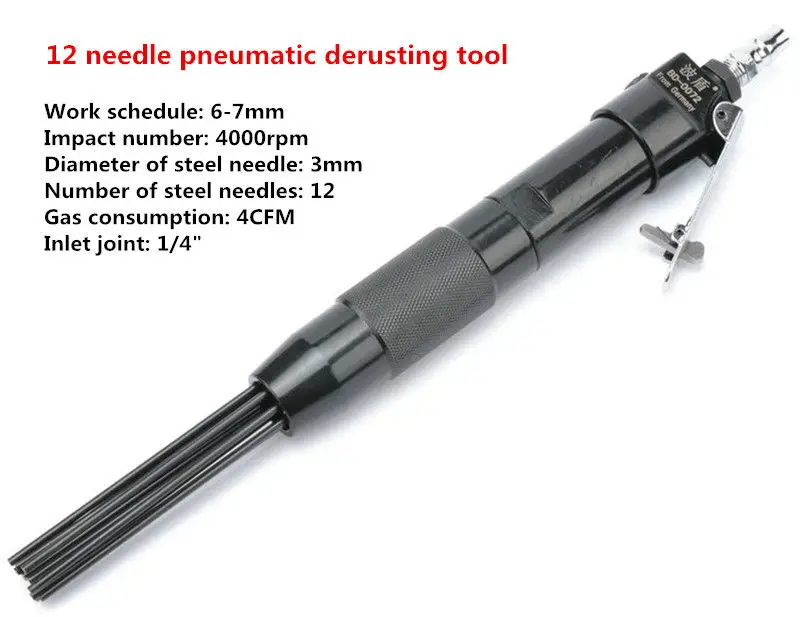 Пневматичен инструмент за премахване на ръжда с въздух, пречистване на шлака, който е паркет за отстраняване на котления камък 6-7 мм BD-0072 Високо качество NE1