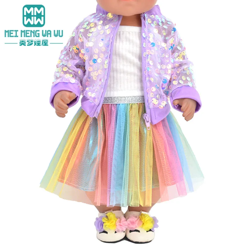 Стоп-моушън дрехи за новородени кукли 43 см и американски кукли, модерен сако с пайети, балетна пола, коледни подаръци за момичета0