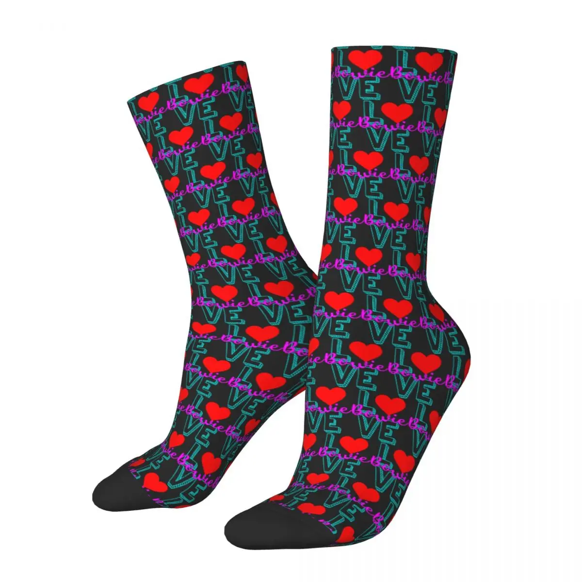 Ластични чорапи Bowie Bowieic (2) R198 с графичен дизайн, най-ДОБРЕ КУПИ ластични чорапи на Онази в контрастен цвят0