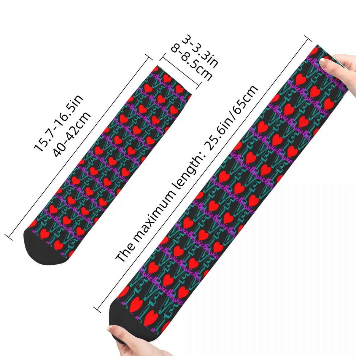 Ластични чорапи Bowie Bowieic (2) R198 с графичен дизайн, най-ДОБРЕ КУПИ ластични чорапи на Онази в контрастен цвят1
