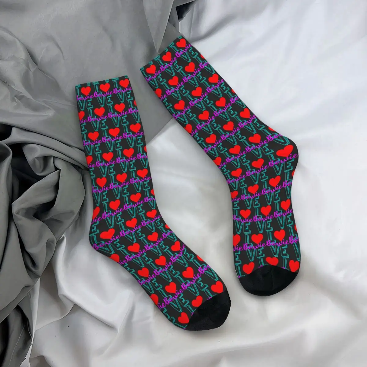 Ластични чорапи Bowie Bowieic (2) R198 с графичен дизайн, най-ДОБРЕ КУПИ ластични чорапи на Онази в контрастен цвят3