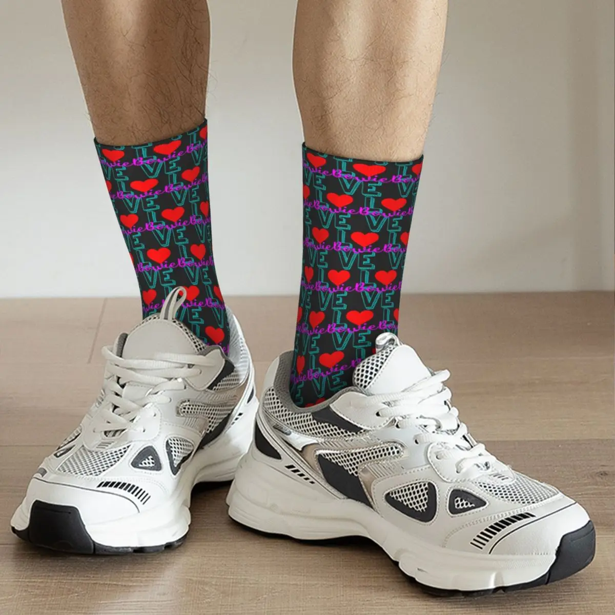 Ластични чорапи Bowie Bowieic (2) R198 с графичен дизайн, най-ДОБРЕ КУПИ ластични чорапи на Онази в контрастен цвят4