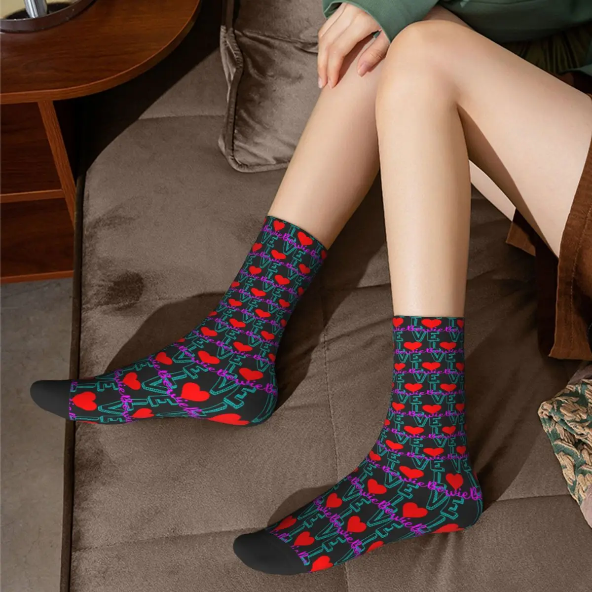 Ластични чорапи Bowie Bowieic (2) R198 с графичен дизайн, най-ДОБРЕ КУПИ ластични чорапи на Онази в контрастен цвят5