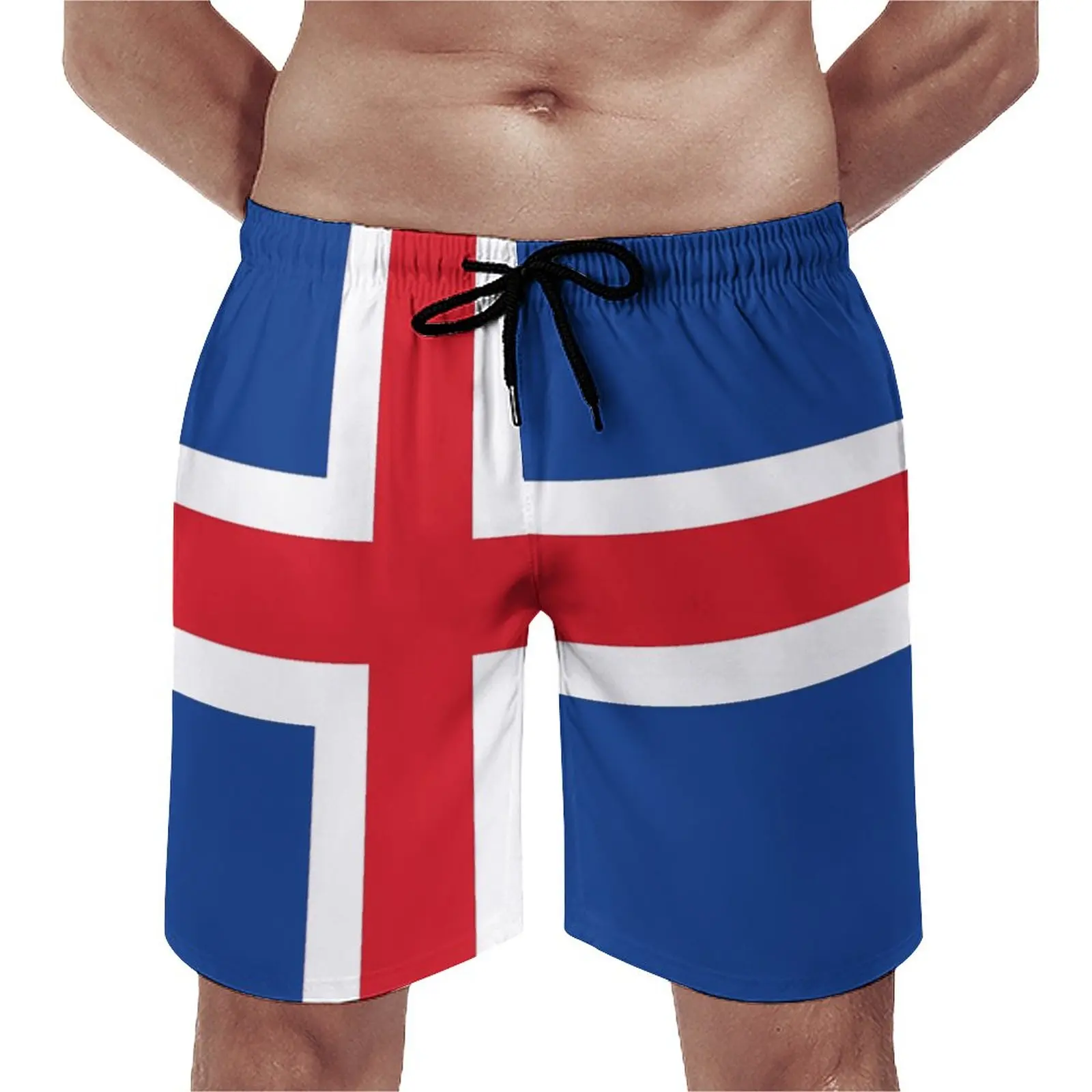 Аниме Мъжки плажни шорти Знаме на Исландия Свободни стрейчевые ежедневни графични реколта мъжки къси панталони Ежедневни регулируеми дишащи шорти на съвсем малък0
