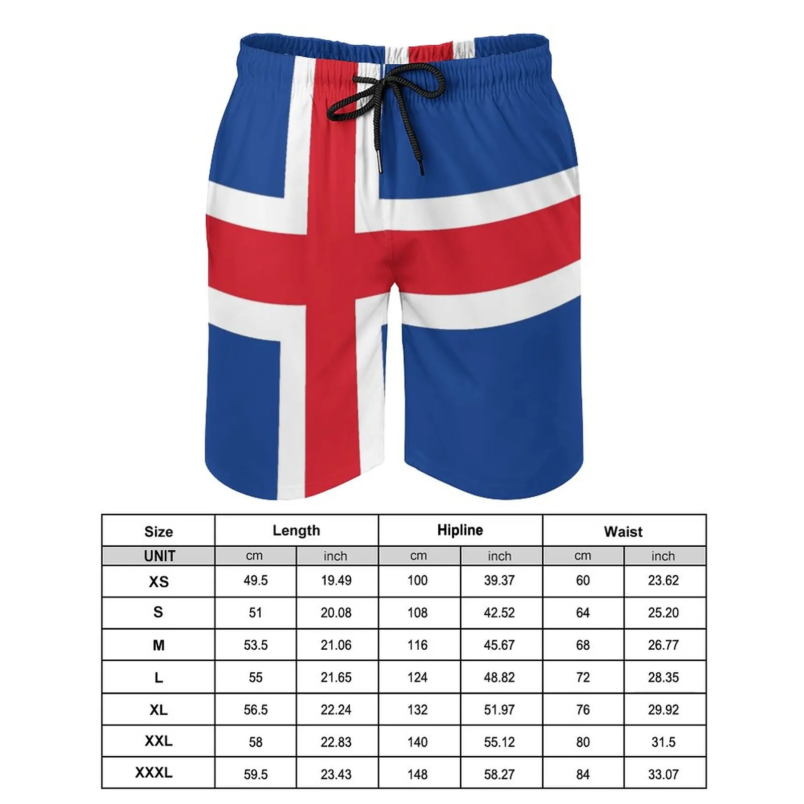 Аниме Мъжки плажни шорти Знаме на Исландия Свободни стрейчевые ежедневни графични реколта мъжки къси панталони Ежедневни регулируеми дишащи шорти на съвсем малък2