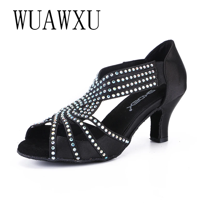 NATASHA2023/нови черни обувки за латино танци, пикантни женски обувки, за да се изяви на среден ток, танцови обувки за партита, 6 см0