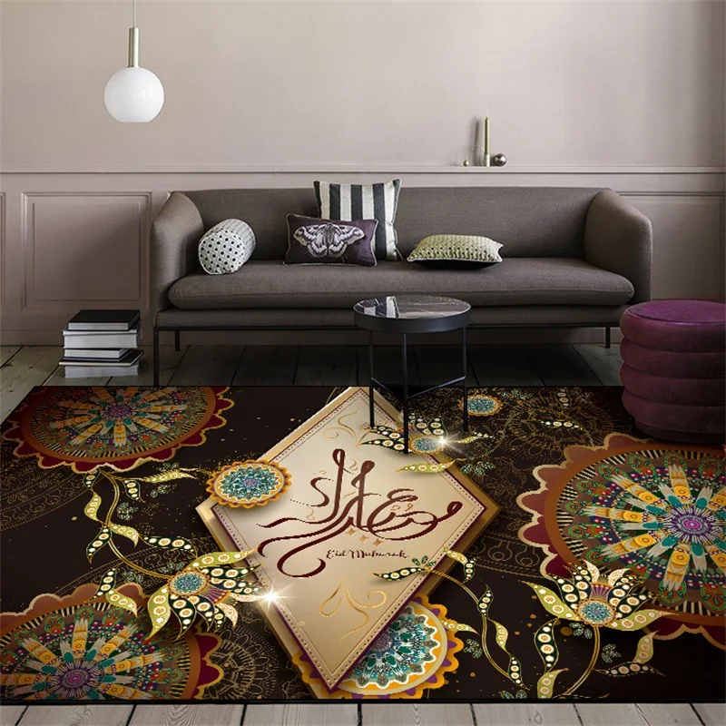 Килим в мюсюлманския етнически стил, фестивал на Рамадан, Златен лунен модел, килим за спални, хол, кухня, подложка за баня1