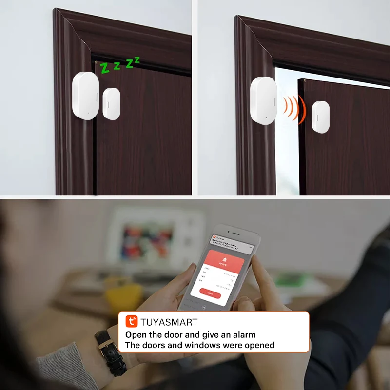 Умен Вратата сензор Sasha Zigbee 3.0 Детектори за Отваряне И Затваряне на Врати на Защита на Приложение Smart Life Управление Чрез Алекса Google Home3