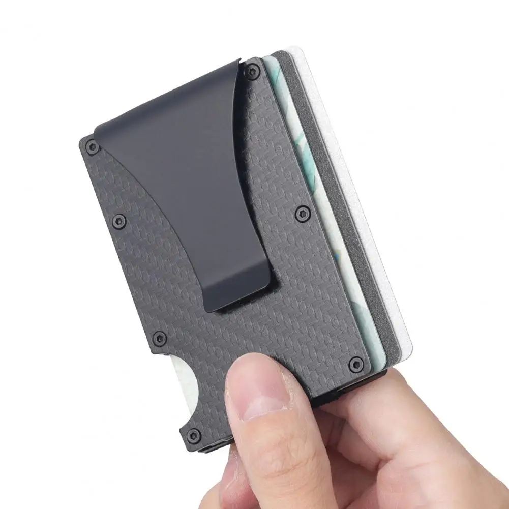 Притежател на Кредитна карта в Чантата си Подвижна Притежател на Кредитна карта от алуминиева Сплав Скоба за Чантата си Rfid Блокиране на тънък Метален Държач за карти2