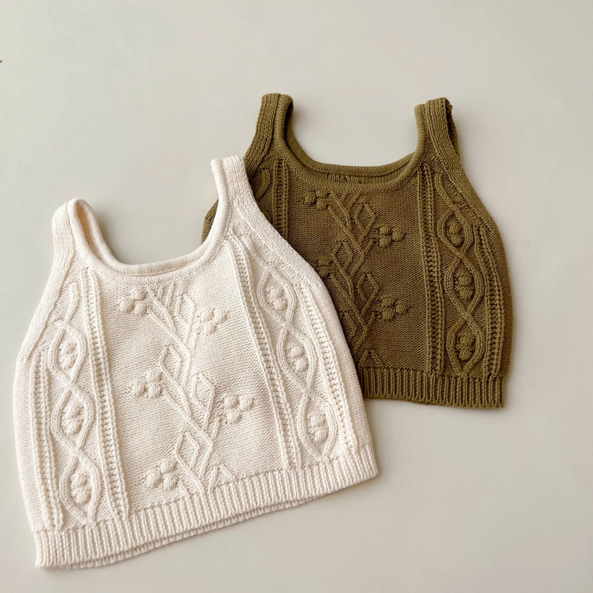 Пролетно-есенен вязаный жилетка за новородени, обикновен пуловер без ръкави за момичета, детски жилетка, яке, Нова модни детски дрехи0