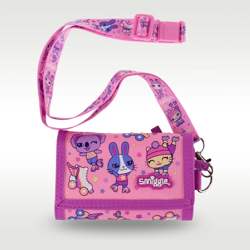 Австралия Smiggle Оригинален детски чантата за момичета, чантата с лилав заек, кожена чанта за карти, портфейл за монети, оригинал с високо качество0
