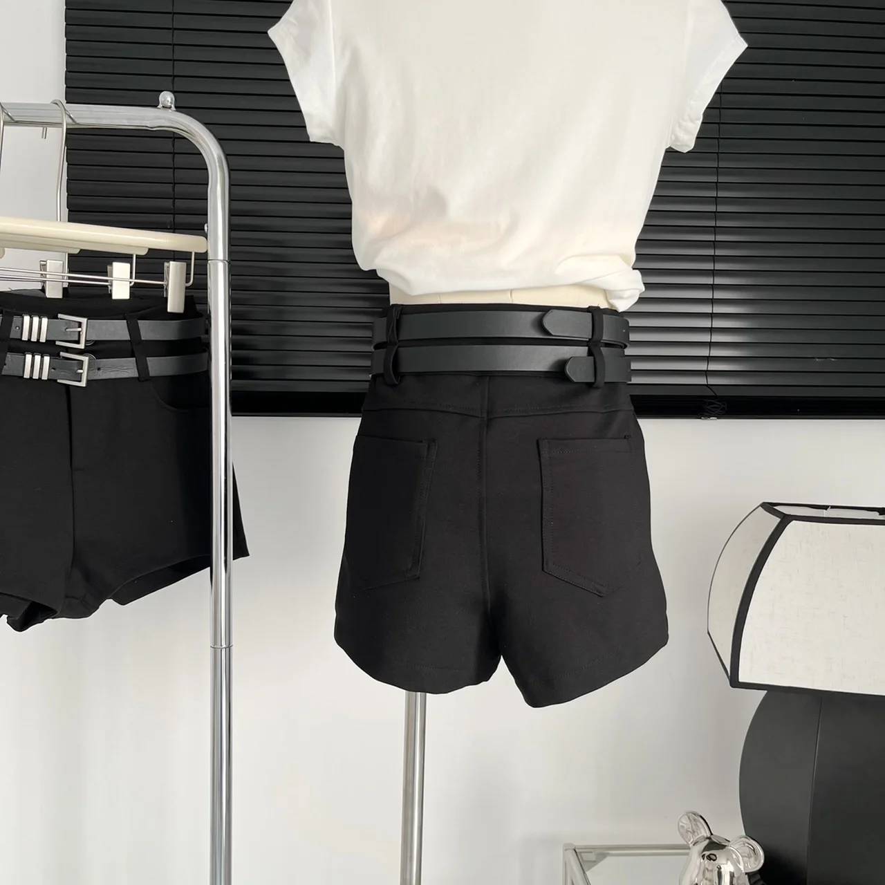 Lauri Laki, нови летни къси панталони с висока талия, дамски къси панталони с колан, реколта ежедневни панталони с трапецовидна форма Y2K, 20231
