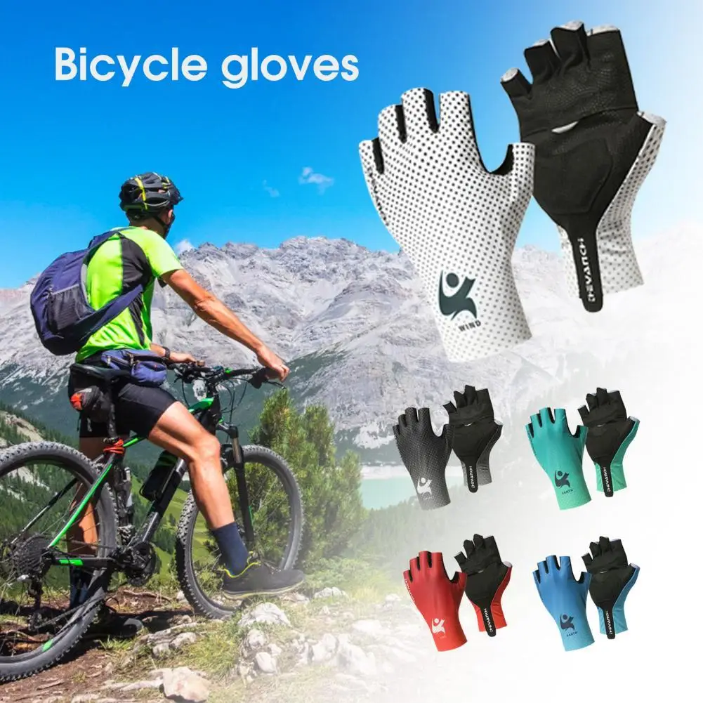 1 Чифт противоскользящих велосипедни ръкавици с писмото принтом, слънчеви велосипедни ръкавици унисекс, велосипедни ръкавици на полпальца за лятото0