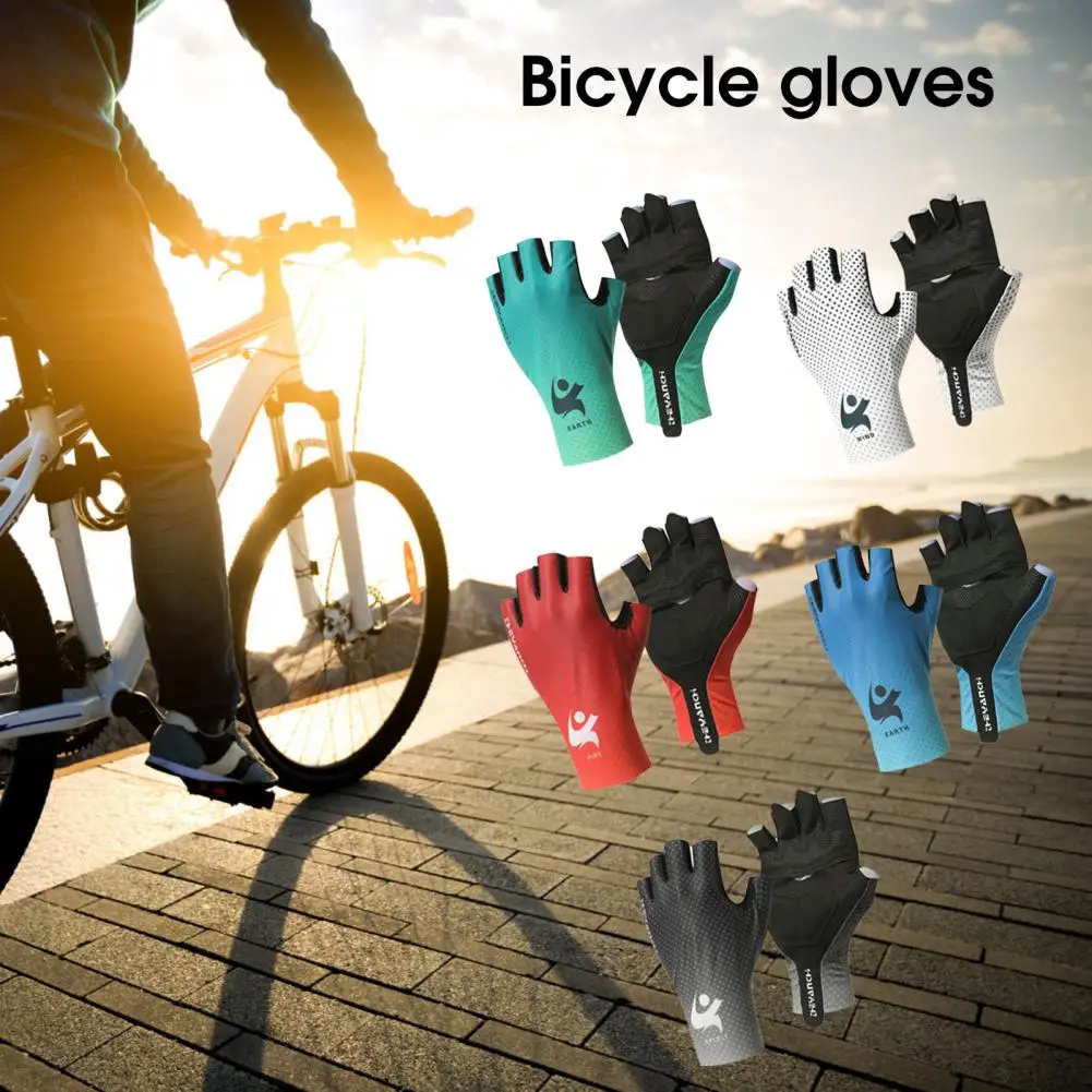 1 Чифт противоскользящих велосипедни ръкавици с писмото принтом, слънчеви велосипедни ръкавици унисекс, велосипедни ръкавици на полпальца за лятото1