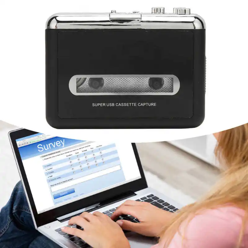 Подобрен преносим конвертор USB касети в MP3 с подвижни тонколони за преносими компютри и устройства за запис на cd-та3