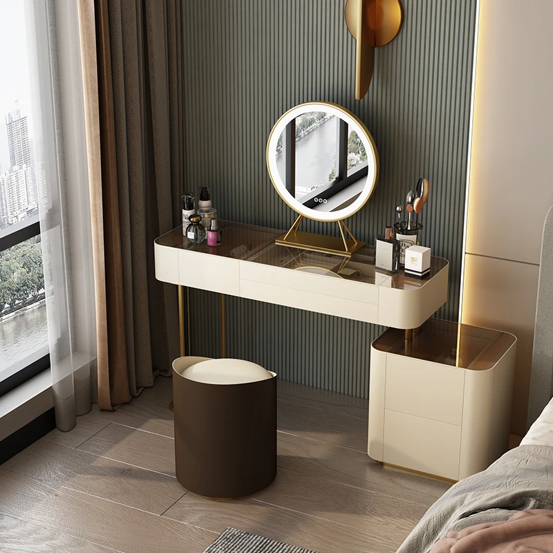 Тоалетка за спалня, вили от масив, дърво, Модерен минималистичен Кутия за малък апартамент, Тоалетка с огледало, Мебели за дома, в хотела, Тоалетка2