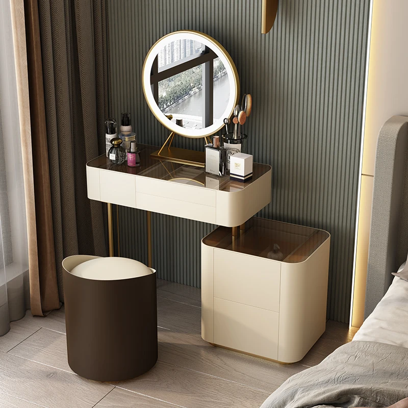 Тоалетка за спалня, вили от масив, дърво, Модерен минималистичен Кутия за малък апартамент, Тоалетка с огледало, Мебели за дома, в хотела, Тоалетка3