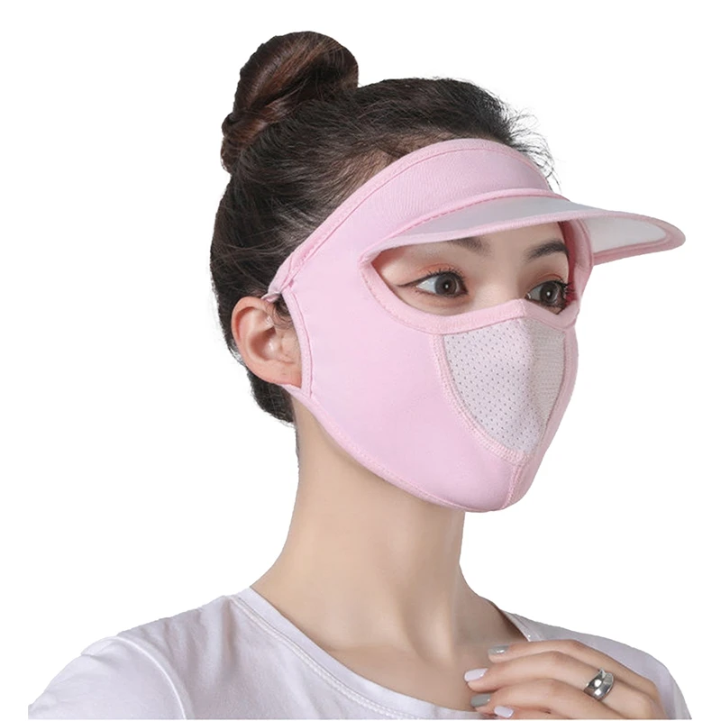 Лятна Солнцезащитная маска от Ледената коприна, със защита от ултравиолетови лъчи, солнцезащитная завесата за лице с периферия, Слънчеви шапки за колоездене на открито, шапки0