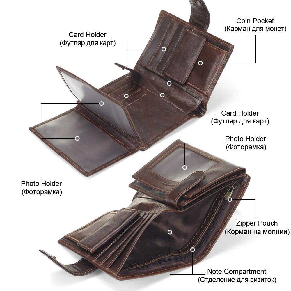 MACHOSSY мъжки портфейл от телешка кожа, портмонета от естествена кожа, чанта, клатч с отворена цип, висококачествен ретро кратък портфейл 13,5 см. * 10 см2
