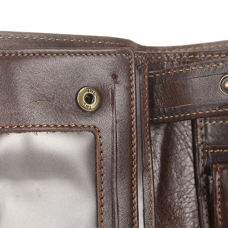 MACHOSSY мъжки портфейл от телешка кожа, портмонета от естествена кожа, чанта, клатч с отворена цип, висококачествен ретро кратък портфейл 13,5 см. * 10 см3