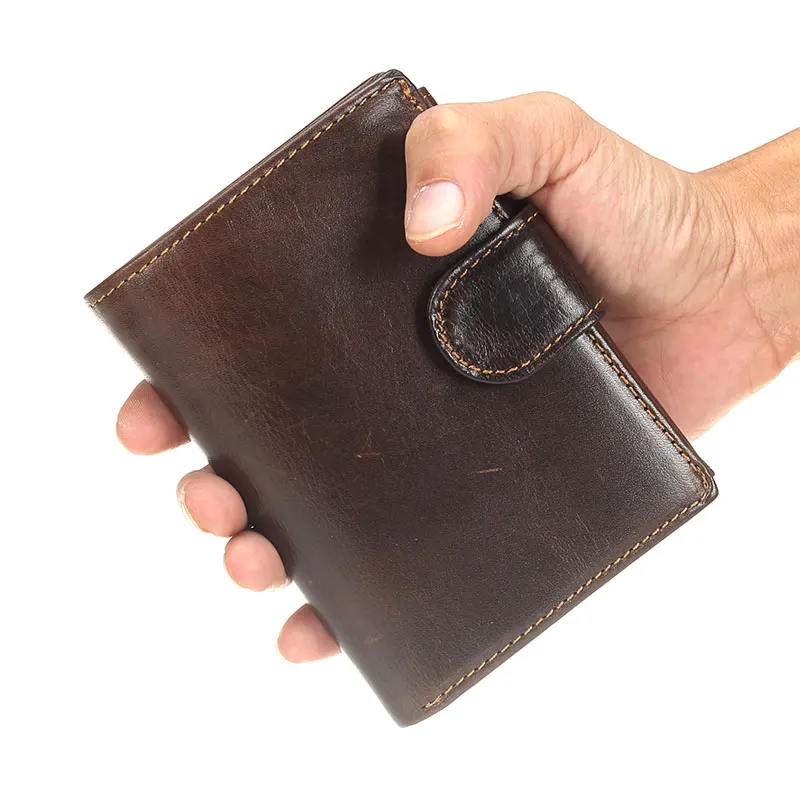 MACHOSSY мъжки портфейл от телешка кожа, портмонета от естествена кожа, чанта, клатч с отворена цип, висококачествен ретро кратък портфейл 13,5 см. * 10 см5