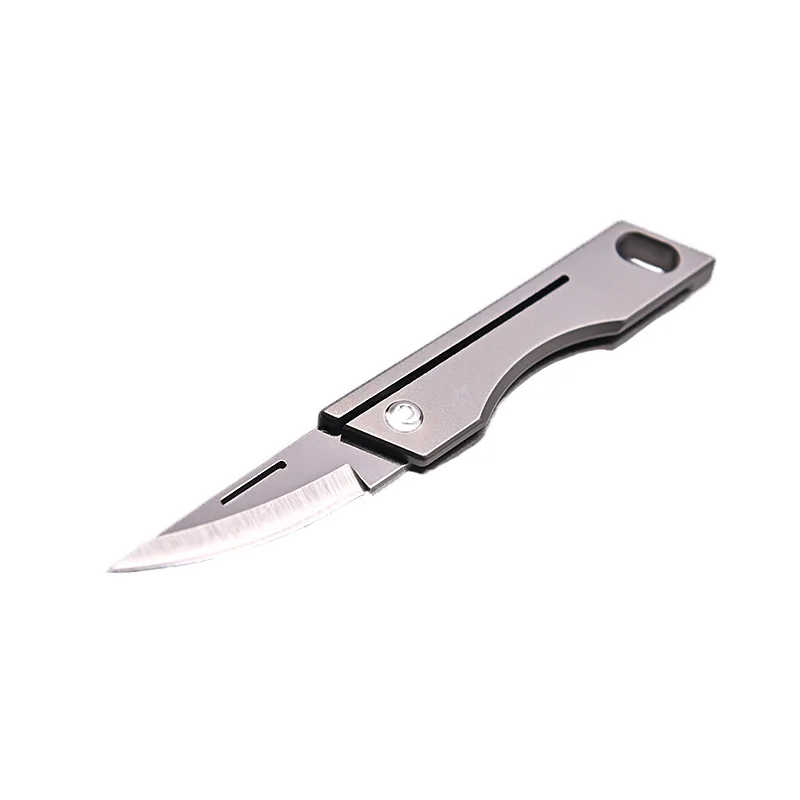 Мини сгъваем нож от титанова сплав, остър Нож от стомана с висока твърдост D2, преносим, ключодържател, окачване, нож за доставка4
