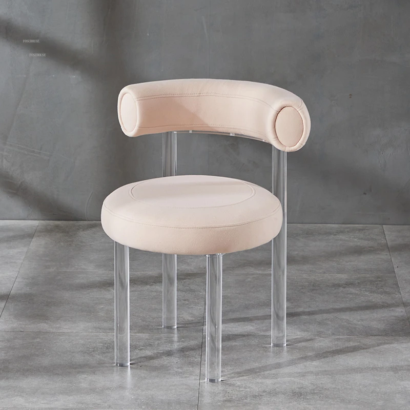 Трапезни столове с фланела облегалка в скандинавски стил, Ресторанная мебели, модерен минималистичен прозрачен стол за хранене, Креативни столове за грим за почивка0