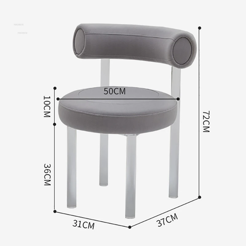 Трапезни столове с фланела облегалка в скандинавски стил, Ресторанная мебели, модерен минималистичен прозрачен стол за хранене, Креативни столове за грим за почивка4