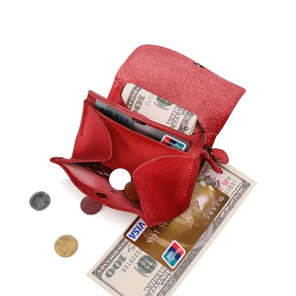 Мъжки женски обикновен портфейл за монети от естествена кожа растително дъбени, ретро, малко в чантата си ръчно, мултифункционална чанта за съхранение, чанти за монети0
