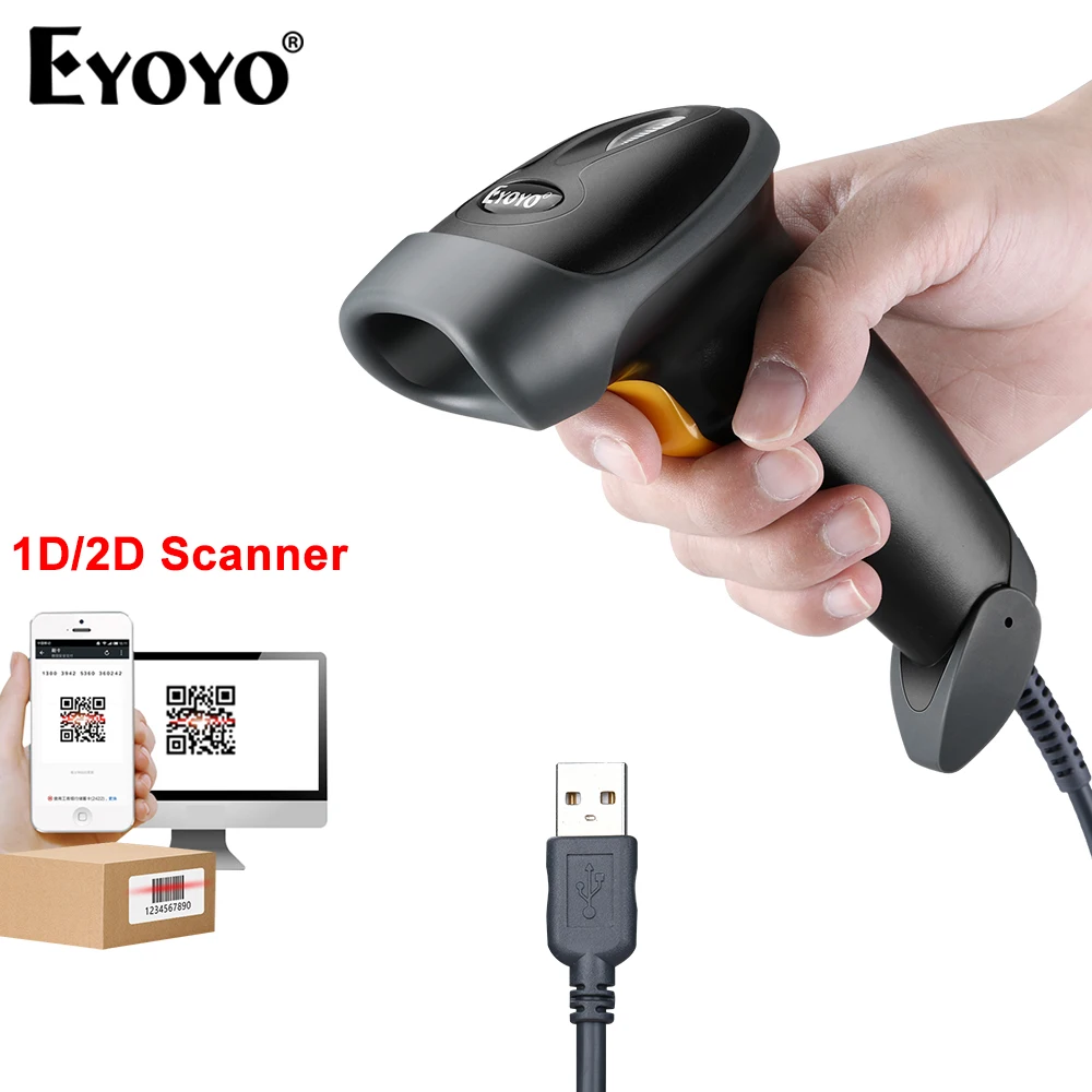 Eyoyo USB Жична 1D 2D Баркод Скенер Ръчно QR-Код PDF417 Матрицата на Данните CCD-Четец COMS на Екрана Автоматично Сканиране на Бар-код0