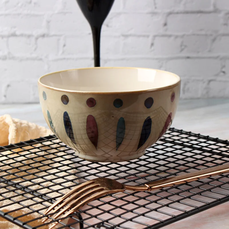 Творческа личност керамична купа за прибори и домакински съдове, ръчно рисувани салатница купа за спагети купа за супа проста корея купа за ориз1