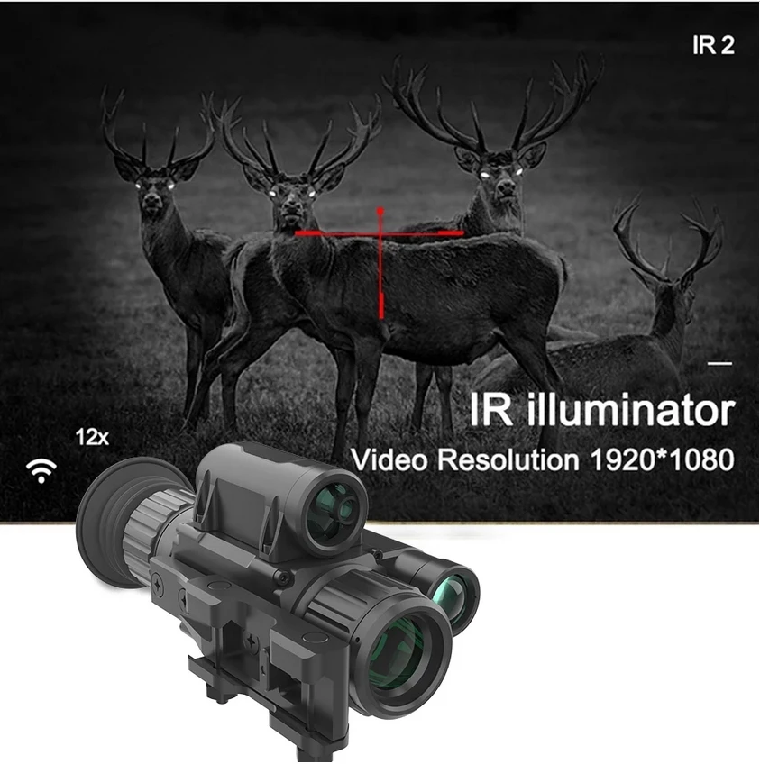 6.5 x-12x Оптичен мерник за Нощно Виждане Цифров Дневен и Нощен IR 850 нм Монокуляр за Нощно Виждане Ловна Камера С Монтиране NV rifle4