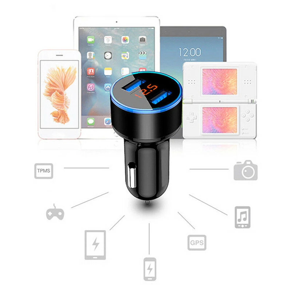 DC 12-24 В 3.1 A Бързо зареждане на Универсален led дисплей за бързо зареждане чрез двойно USB за iPhone Samsung Xiaomi в колата4