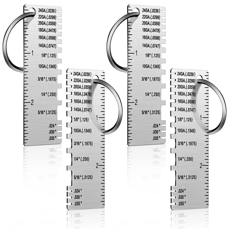 4 бр. двустранен жично инструмент за измерване на дебелината на метала, сребърен0