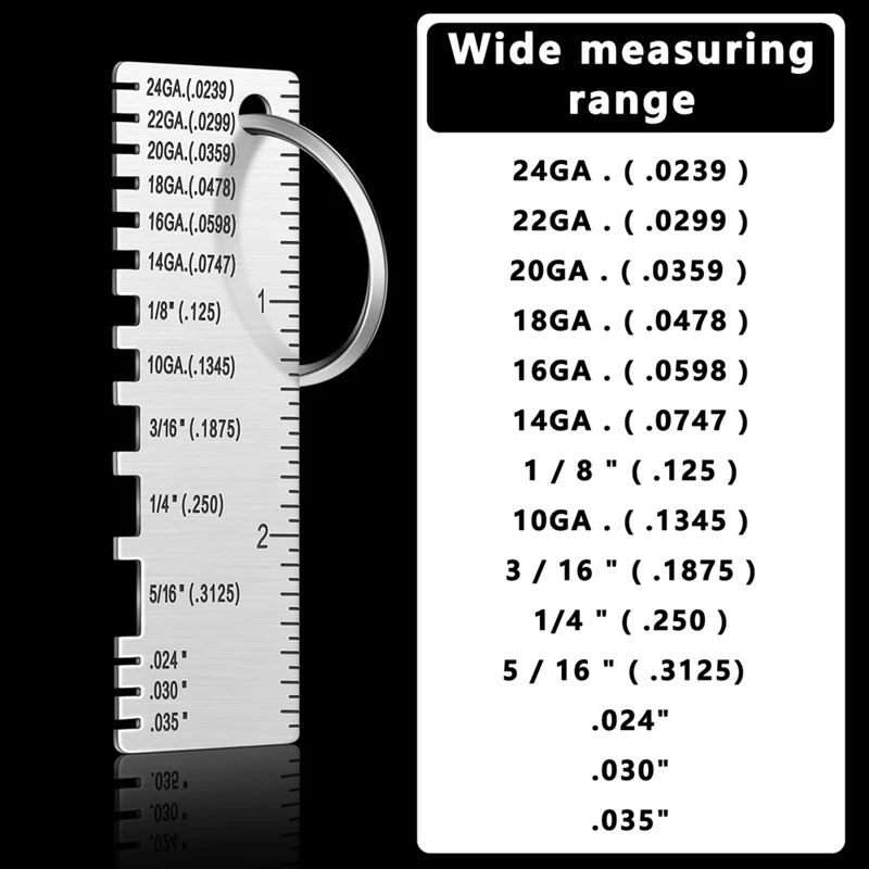 4 бр. двустранен жично инструмент за измерване на дебелината на метала, сребърен2
