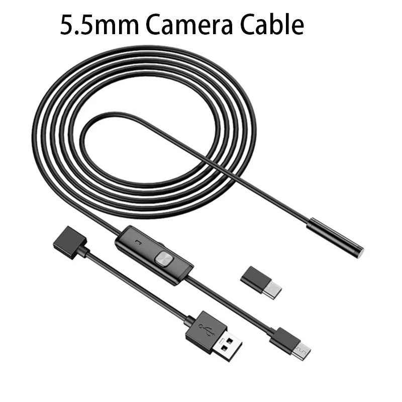 Ендоскоп 5.5 мм кабелен USB Android Камера-ендоскоп мини-обектив 3в1 TYPE-C Micro USB OTG Водоустойчив за проверка на автомобила 0,012