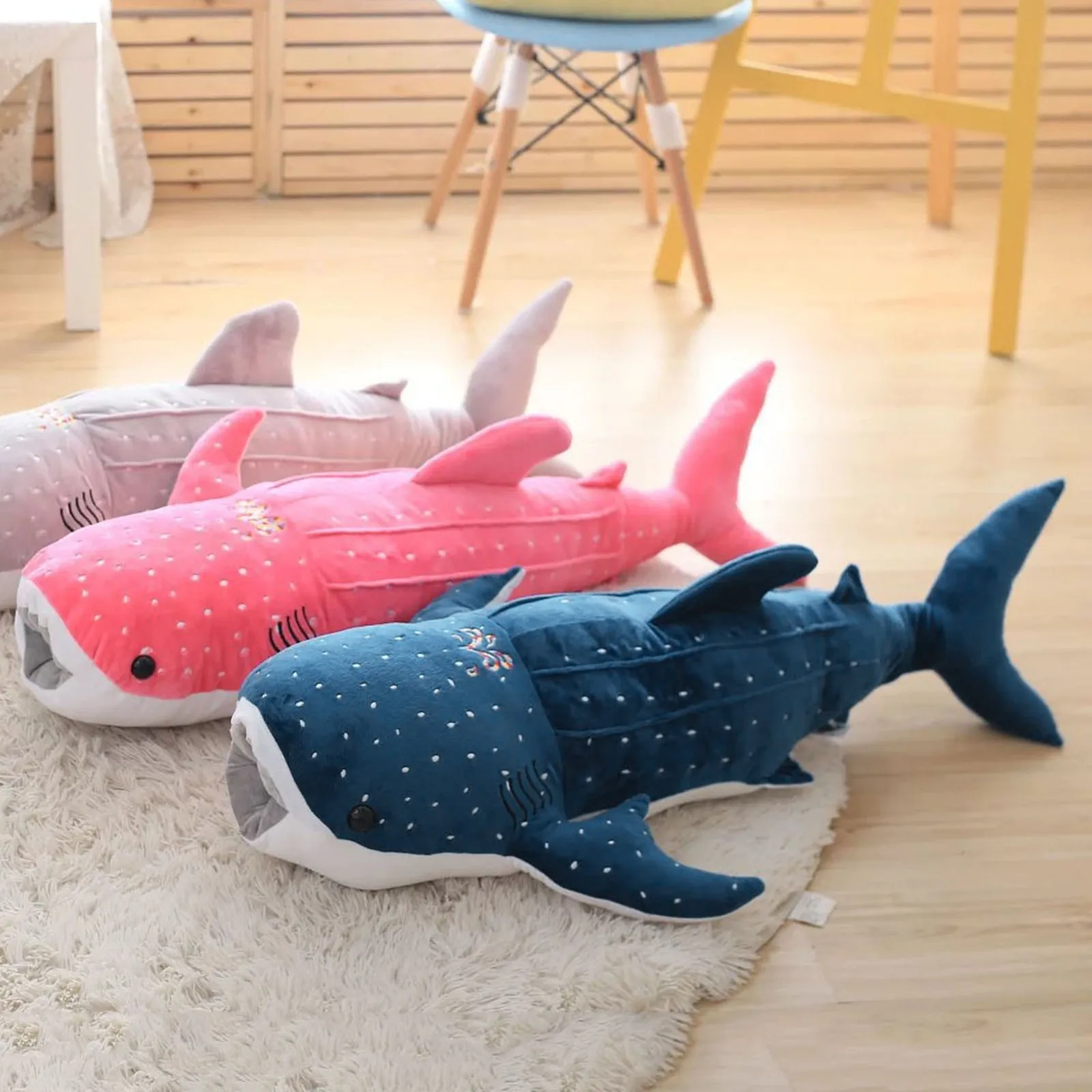 мека играчка Плюшен-акула голям размер 50 см, Голяма творческа плюшен възглавници-Синя мека Китова Акула, Морски Риби, плюшен възглавница, скъпа детска какавида0