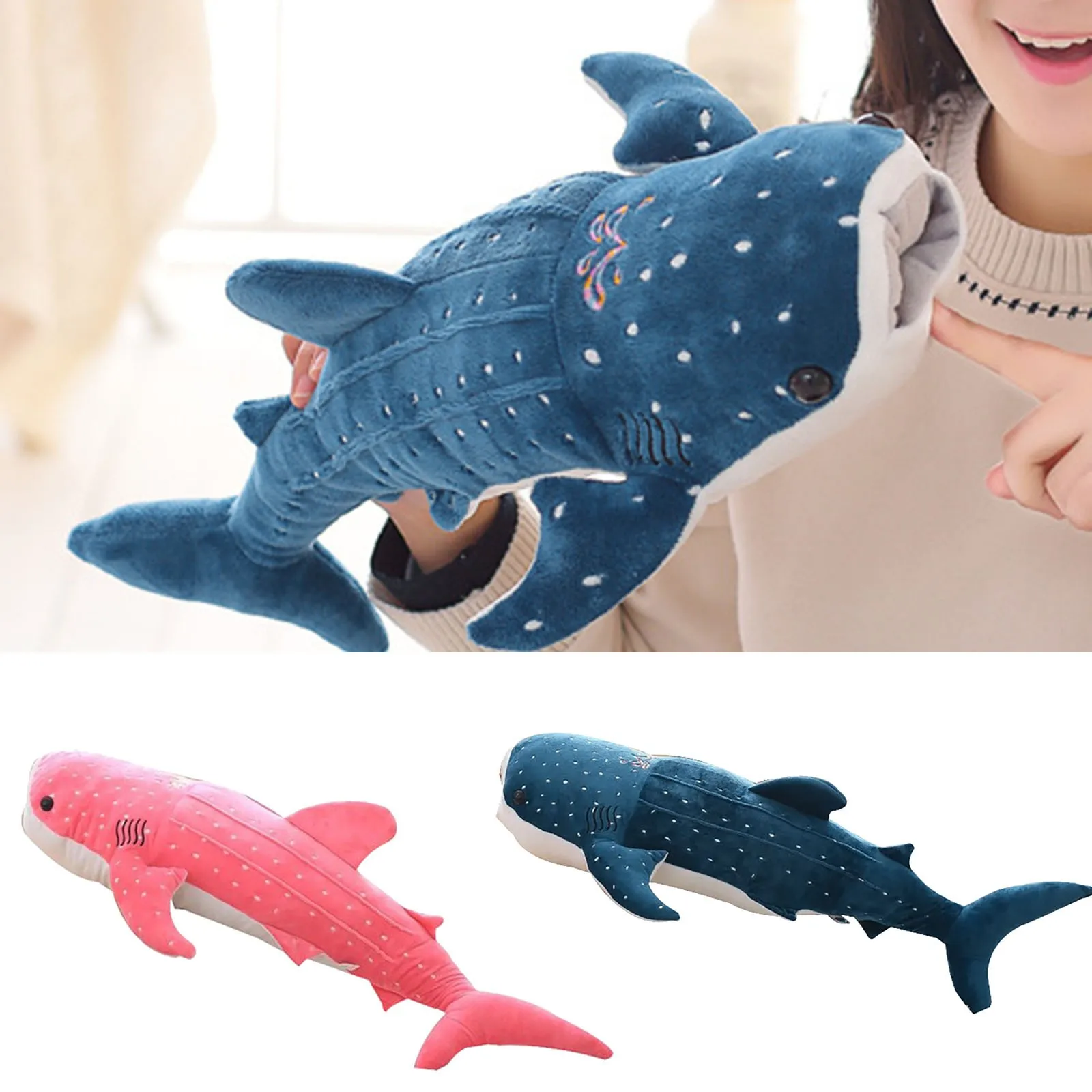 мека играчка Плюшен-акула голям размер 50 см, Голяма творческа плюшен възглавници-Синя мека Китова Акула, Морски Риби, плюшен възглавница, скъпа детска какавида1