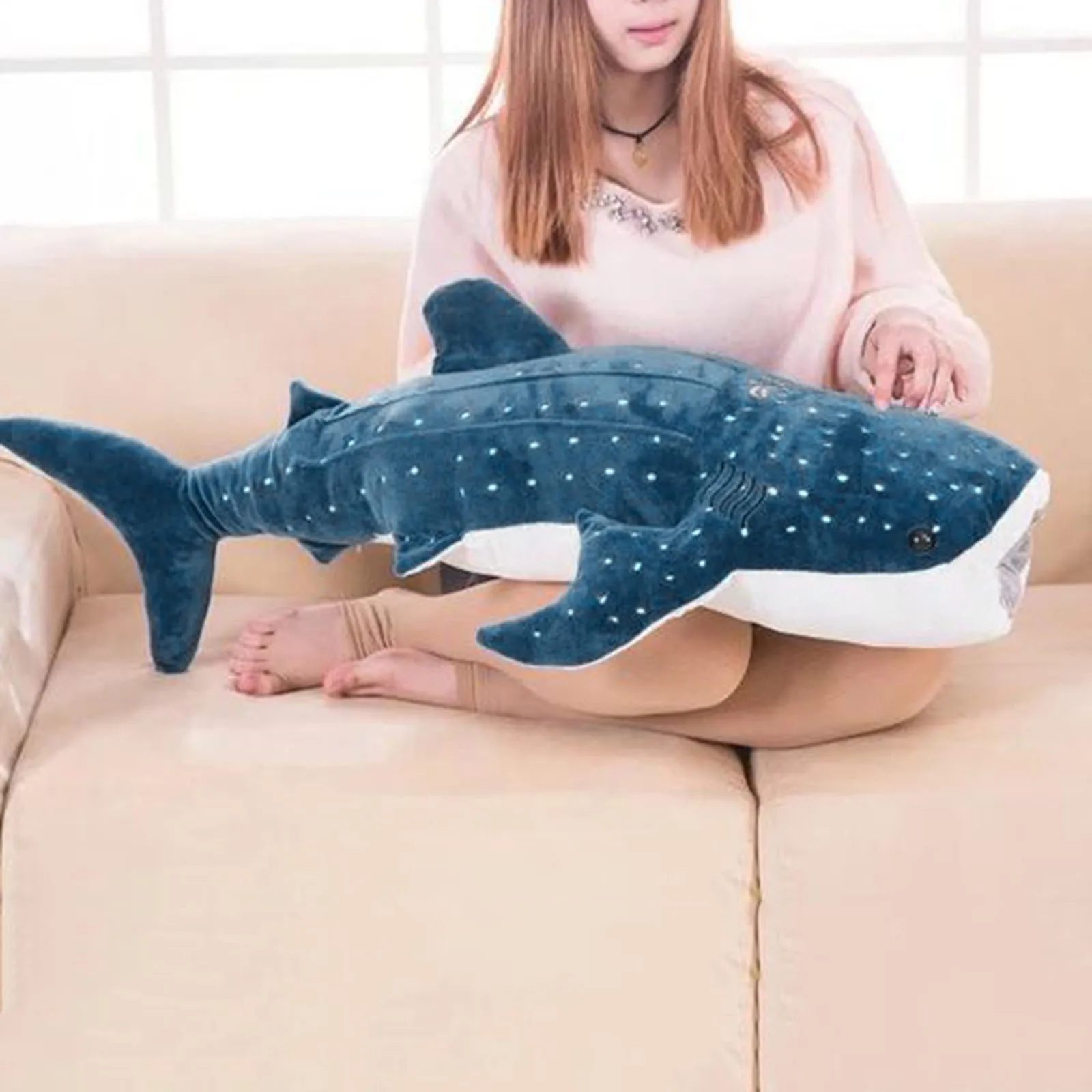 мека играчка Плюшен-акула голям размер 50 см, Голяма творческа плюшен възглавници-Синя мека Китова Акула, Морски Риби, плюшен възглавница, скъпа детска какавида4
