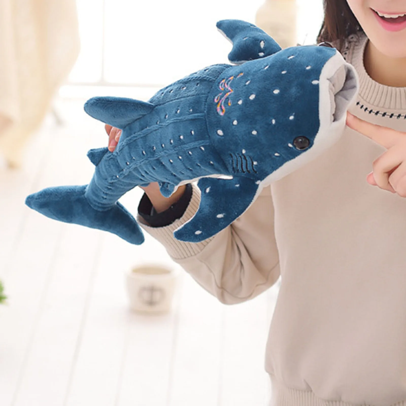 мека играчка Плюшен-акула голям размер 50 см, Голяма творческа плюшен възглавници-Синя мека Китова Акула, Морски Риби, плюшен възглавница, скъпа детска какавида5