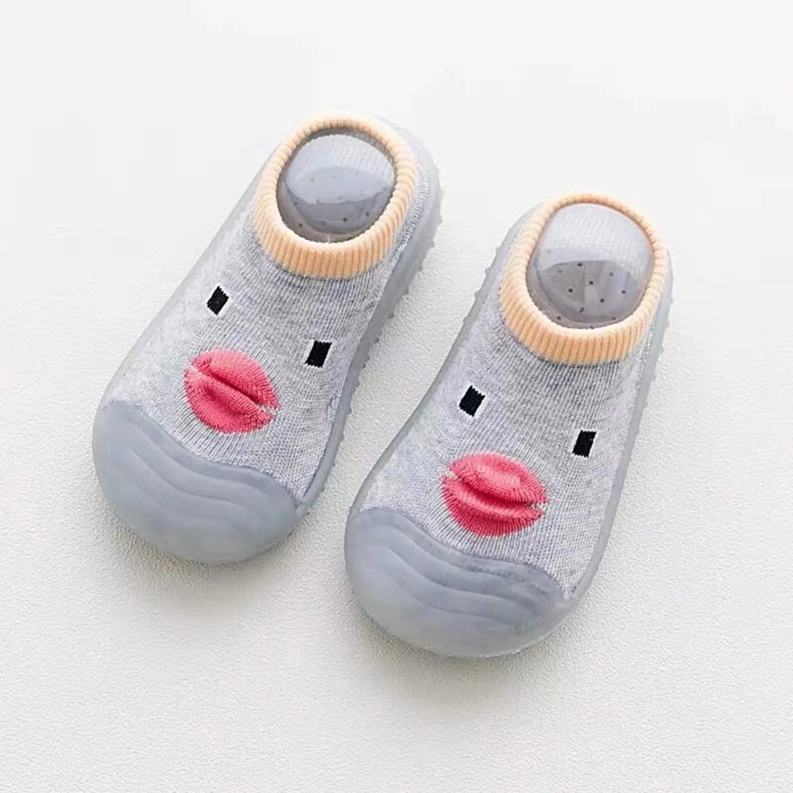 Детски обувки за бебета, есенно-зимни чорапи за момчета и момичета, нескользящие удобни обикновена чорапи с шарките на анимационни патица4