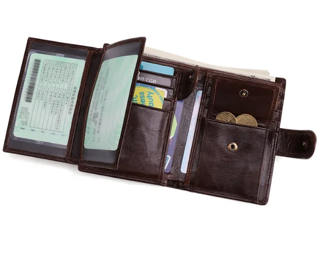 Нов мъжки портфейл RFID с няколко карти за почивка, ретро кожен портфейл, чанта, голям капацитет, нула портфейл4