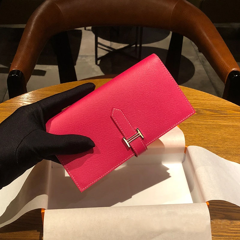 Жена портфейл от естествена кожа, дълъг модерен брендовый портфейл, дамска чанта за карти за жени, 2021 Клатч, дамски портфейл, портфейл с щипка за пари2
