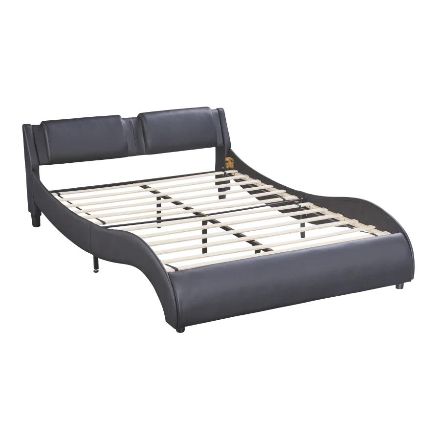 Легло-платформа с тапицерия от Изкуствена кожа размер Queen Size с led подсветка Рамка на легло с Решетчатыми3