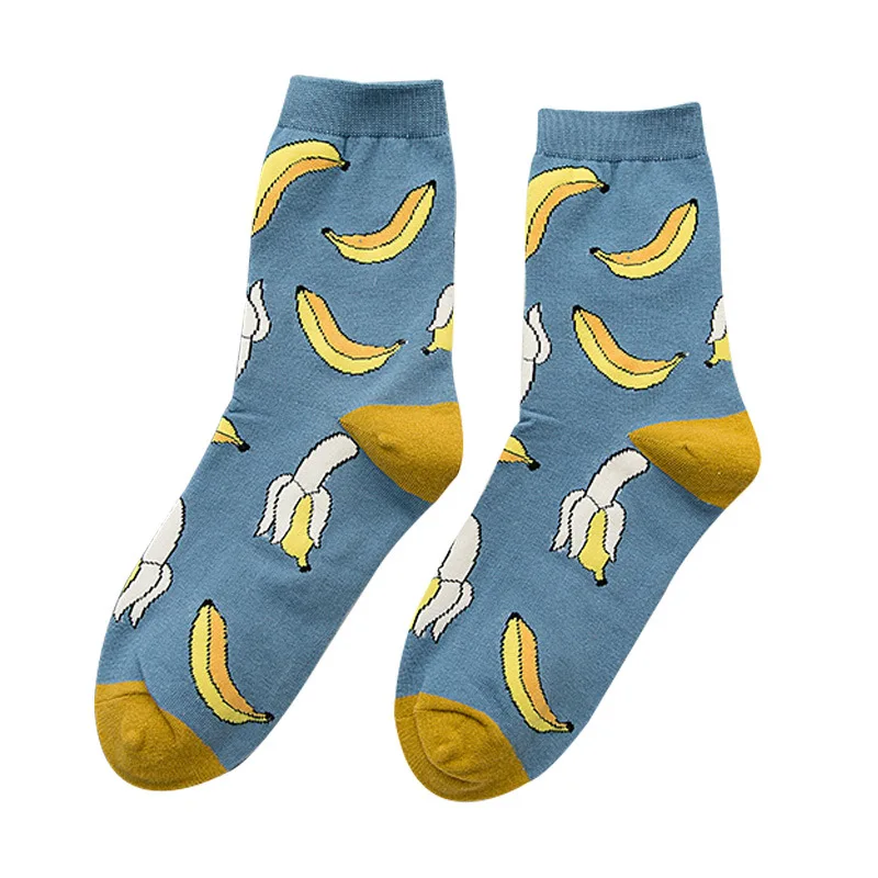 Лидер в продажбите на цветни дамски памучни чорапи за екипажа, забавен банан, праскова, диня, плодов модел, творчески женски чорап за подаръци5