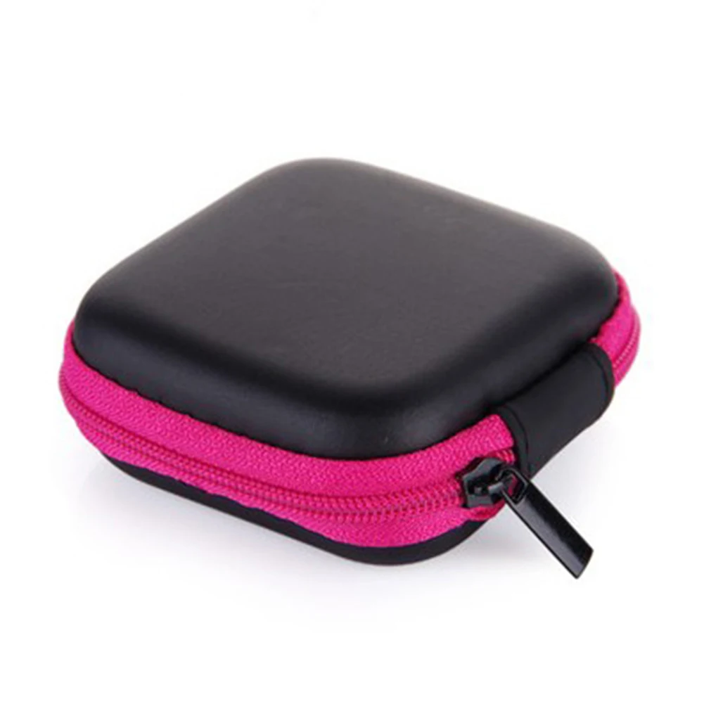 1 бр. преносим мини-портфейл, кабел за пътуване, слушалки, зарядно за телефон, калъф за съхранение, квадратна чанта със специално предназначение от изкуствена кожа с цип, розов5