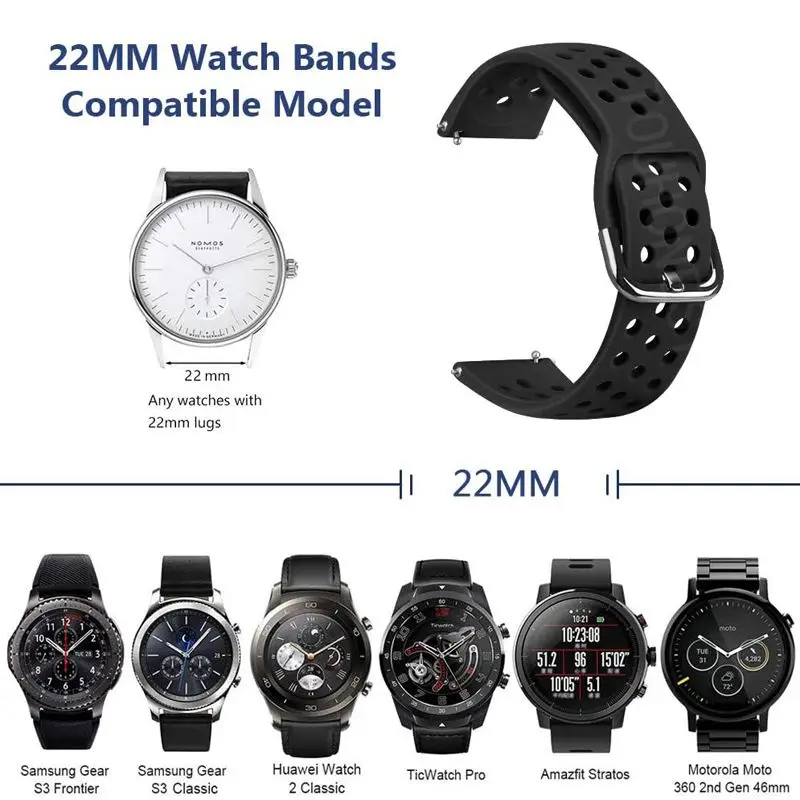 22-20 мм За Samsung Gear sport S2 S3 Класически силиконов Каучук Watch 3 45 мм 41 мм Каишка huawei GT 2 4246 мм galaxy watch active 24
