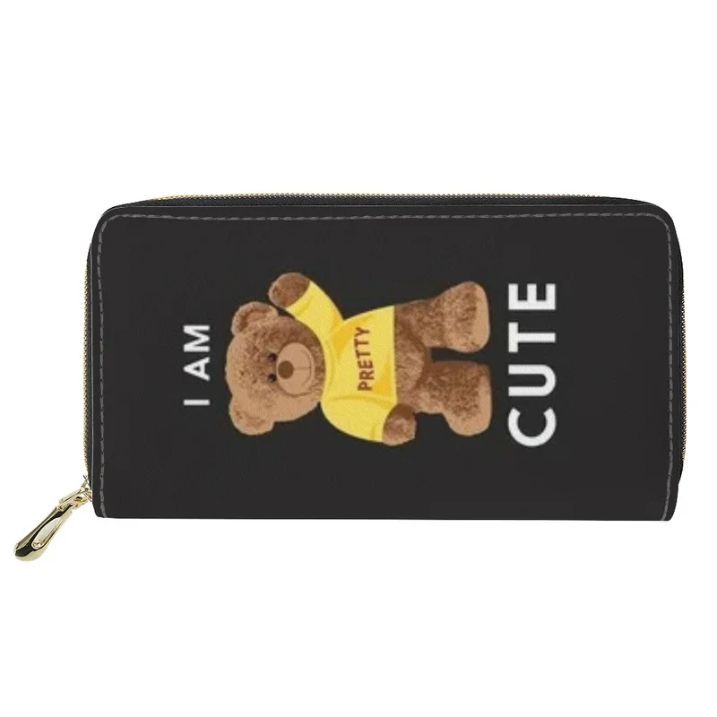 Модни кожени портфейли с принтом серията Wild Mini Bear за жени, дамски кожени притежателите на кредитни карти, клатч джоб, чанта за ръце в чантата си4