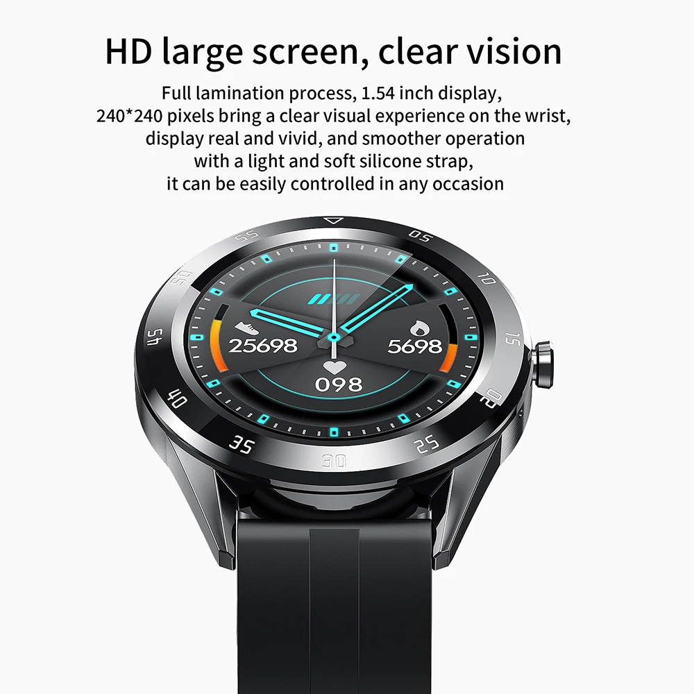 Мултифункционални водоустойчиви смарт часовник с голям екран, мъжки Bluetooth-напомняния за обаждания, спортни запис, монитор здраве, умни часовници5